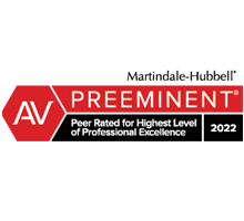 AV Martindale-Hubbelll Preeminent Peer rated for highest level of Professional excellence 2022